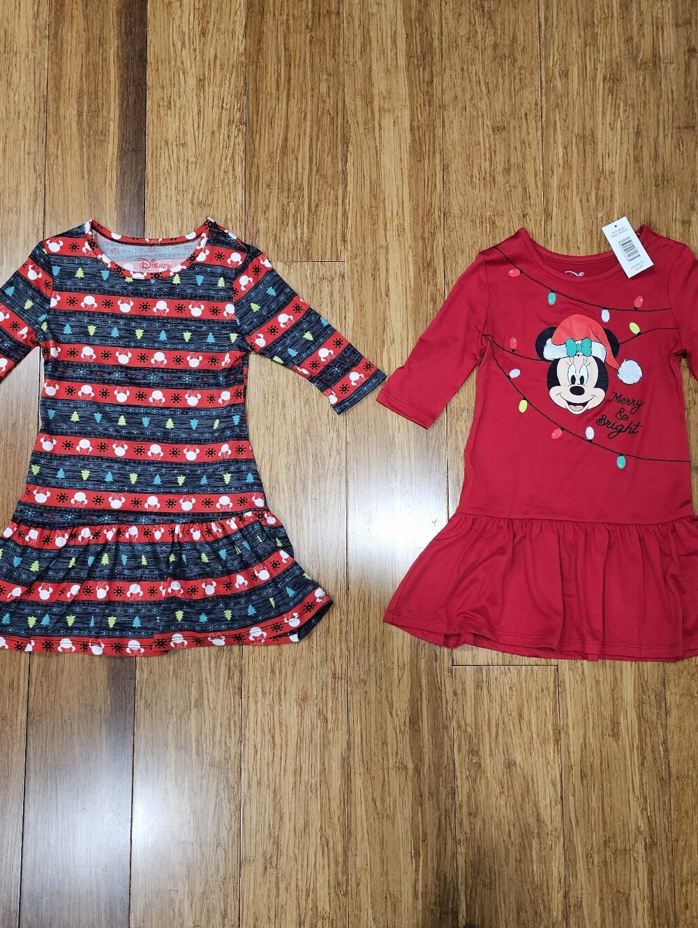 NWT Disney Minnie Mouse Girls Christmas Holiday Dresses 2 Pack Size XS 4/5 Crims